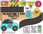 Valentine's Day Traffic Clip Art - Valentine Road Sign - Love Traffic Signs - Lovebug Car - Commercial Use - PNG