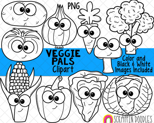 Vegetable ClipArt - Garden Vegetables - Mushroom Clipart - Lettuce - Red Pepper - Tomato - Onion - Carrot - Broccoli - Cabbage - Corn On Cob