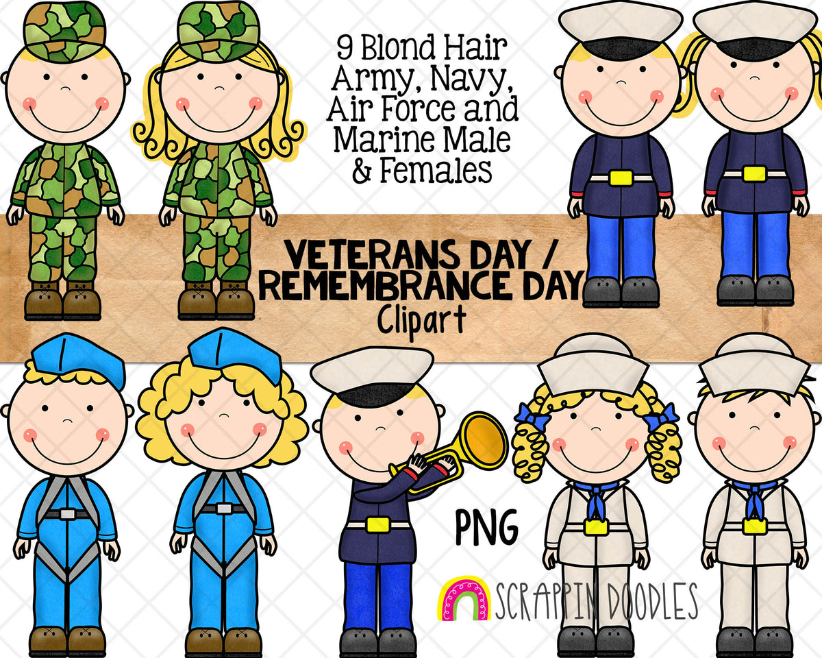 Remembrance Day Clip Art - Veterans Day ClipArt - Army - Military - Navy Air Force - Marines - Commercial Use PNG Sublimation Graphics