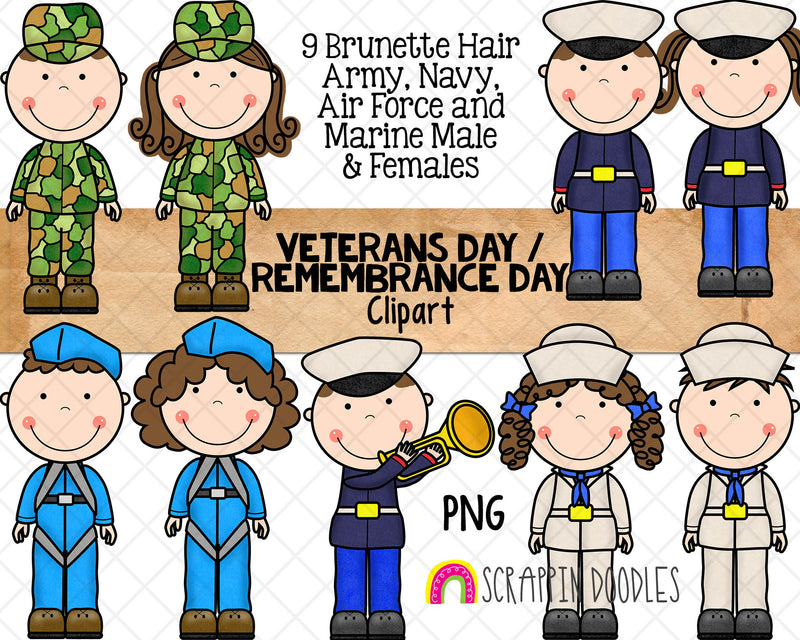 Remembrance Day Clip Art - Veterans Day ClipArt - Army - Military - Navy Air Force - Marines - Commercial Use PNG Sublimation Graphics
