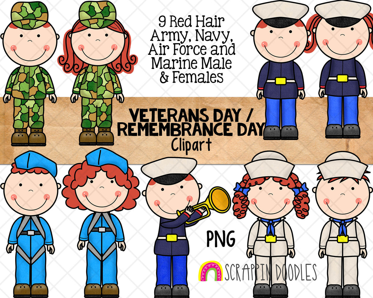 Remembrance Day Clip Art - Veterans Day ClipArt - Army - Military - Navy Air Force - Marines - Commercial Use PNG Sublimation Graphics