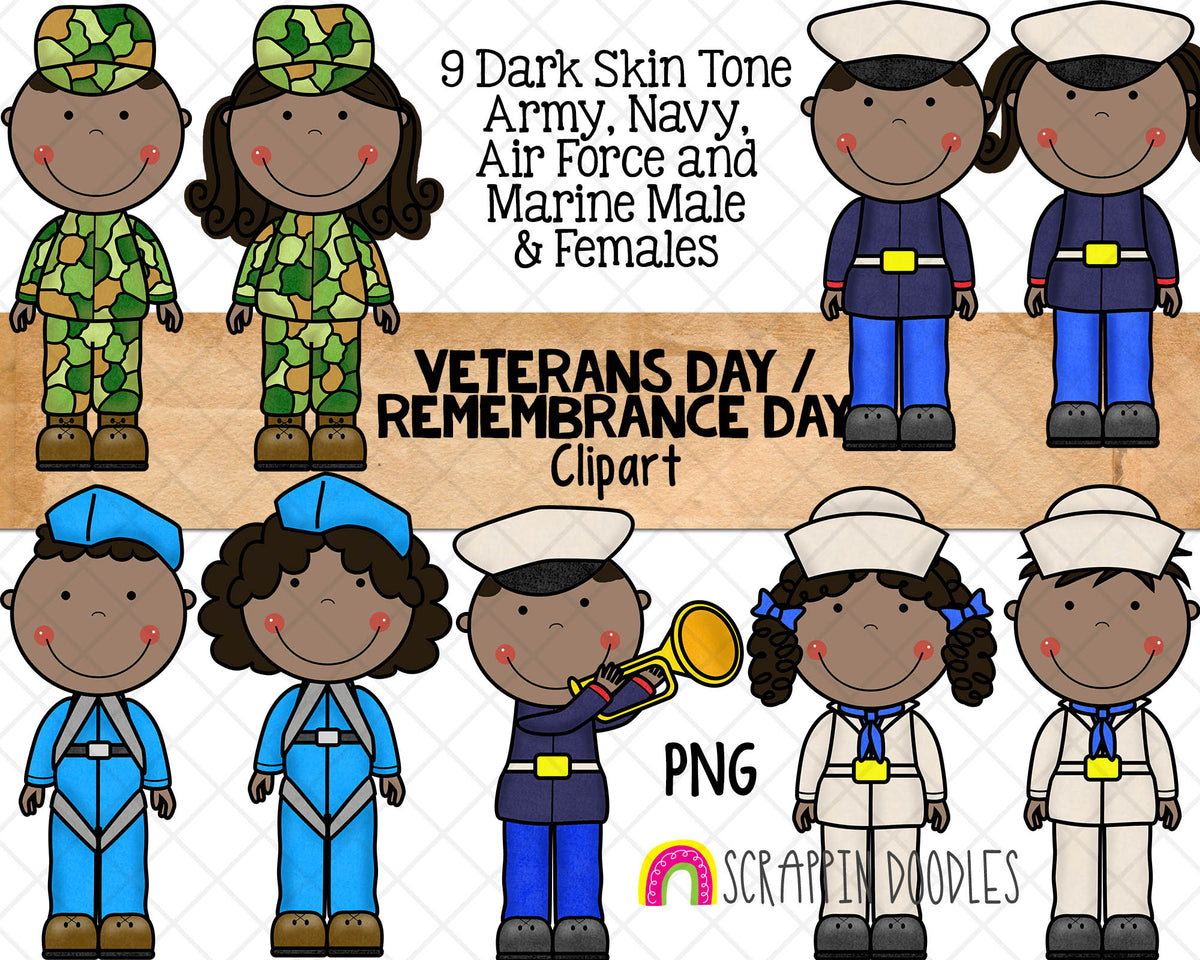 Remembrance Day Clip Art - Veterans Day ClipArt - Army - Military - Navy Air Force - Marines - Commercial Use PNG Sublimation Graphics