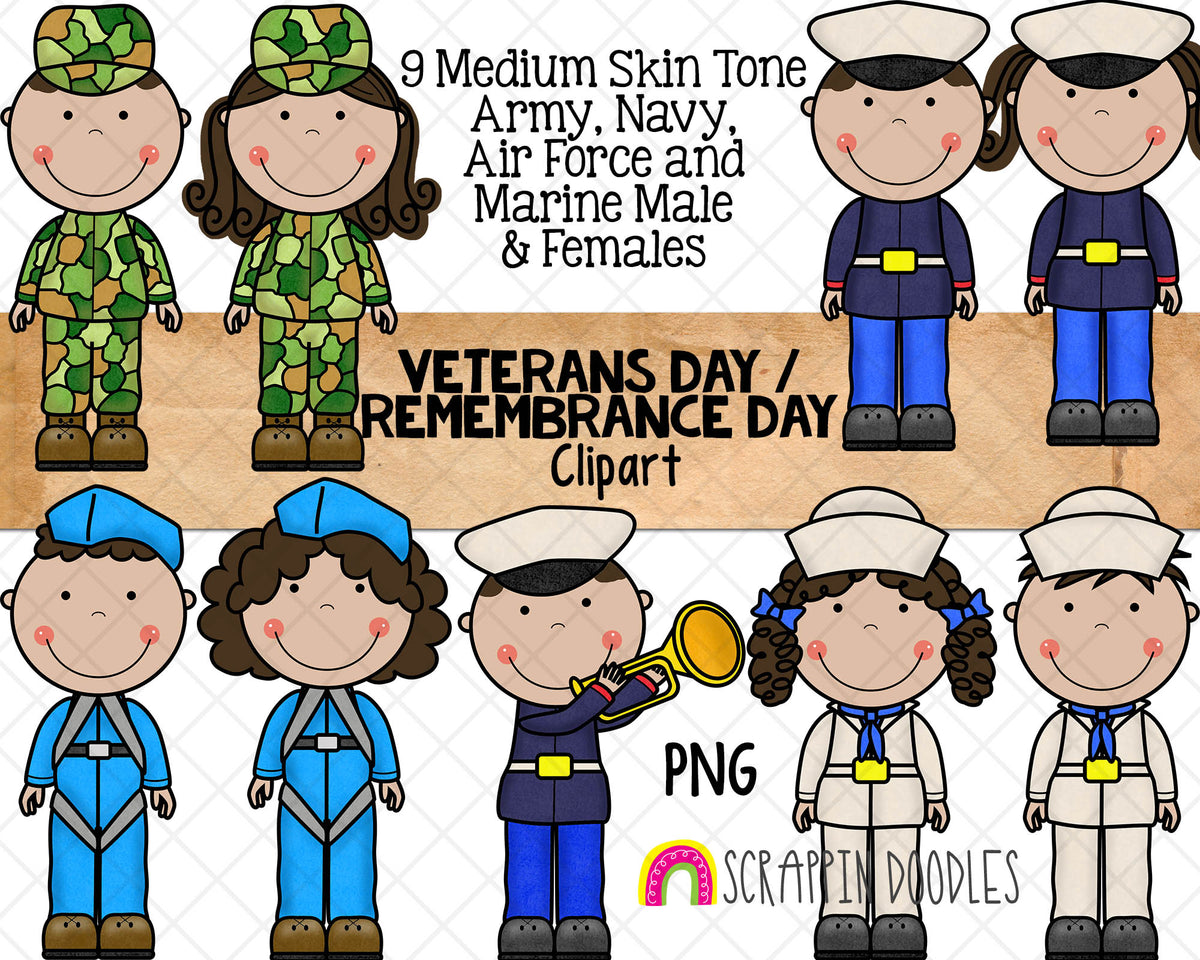 Remembrance Day Clip Art - Veterans Day ClipArt - Army - Military - Navy Air Force - Marines - Commercial Use PNG Sublimation Graphics