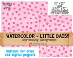 Water Color Little Daisy Flower Backgrounds - Digital Papers - Hand Painted Patterns
