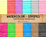Water Color Striped Backgrounds - Digital Papers - Hand Painted Patterns