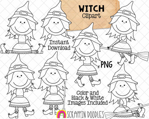 Witch ClipArt - Witch PNG - Halloween Graphics - Commercial Use Sublimation  Graphics