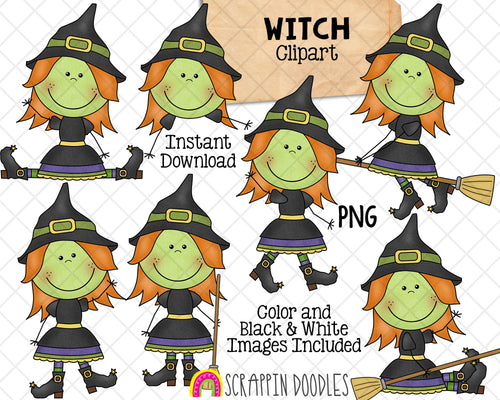 Witch ClipArt - Witch PNG - Halloween Graphics - Commercial Use Sublimation  Graphics