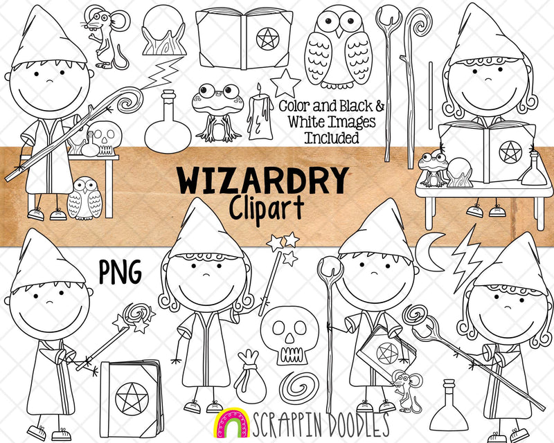 Wizardry ClipArt - Wizards - Sorcerer - Magic Spells - Commercial Use PNG Sublimation Graphics