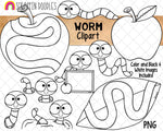 Worm Clip Art - Earth Worms - Apple Worms - Commercial Use PNG