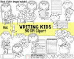 Writing Kids ClipArt - School ClipArt - Word Work ClipArt - Writing Journal ClipArt - Young Author ClipArt -Instant Download - Kids Writing 
