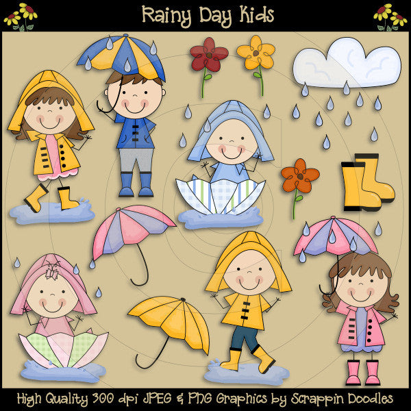 Rainy Day Kids Clip Art Download